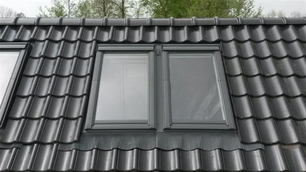Twee nieuwe dakramen met gootstukken in een antraciet pannendak in Ede